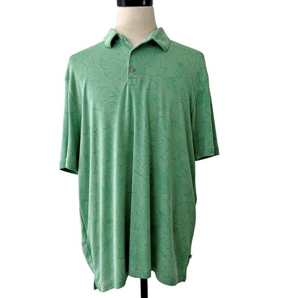 Tommy Bahama Lot (2) S/S Summer Polos Green Print & Tan Shirts XL X-Large - Picture 2 of 13